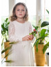 Long Sleeves Ivory Full Lace Flower Girl Dress